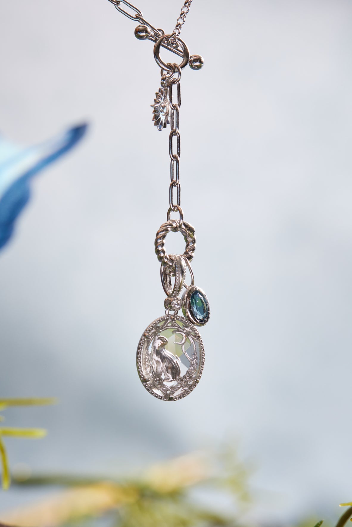 Clear Quartz Silver Pendant - Cheshire Cat