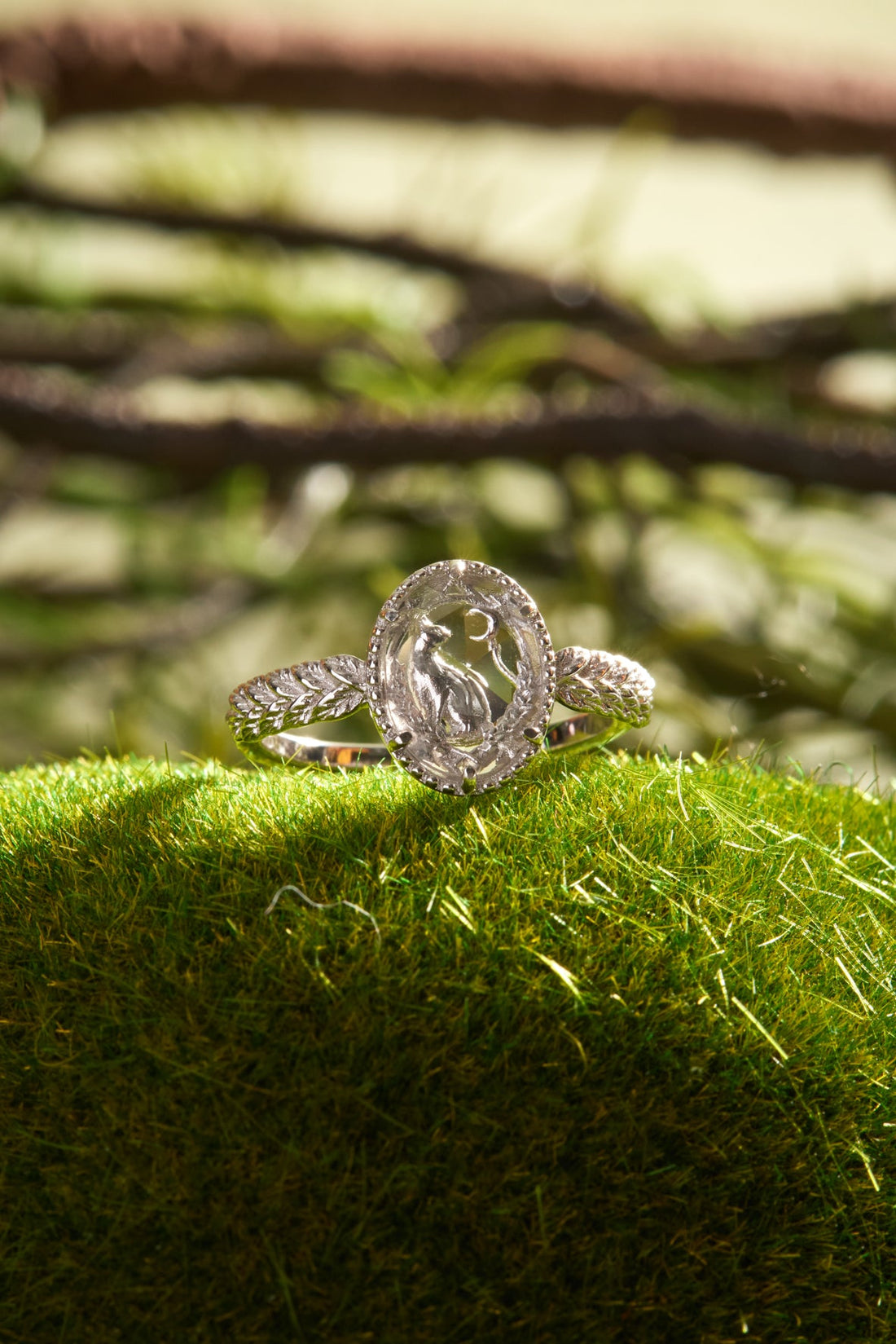 Clear Quartz Silver Ring - Cheshire Cat