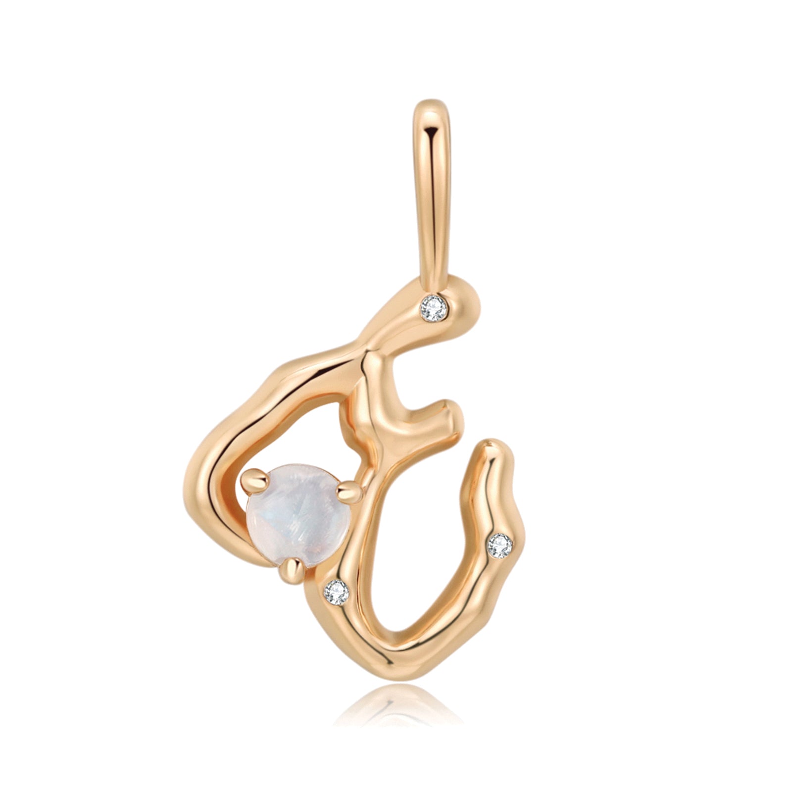Moonstone Gold Letter Pendant - A to Z