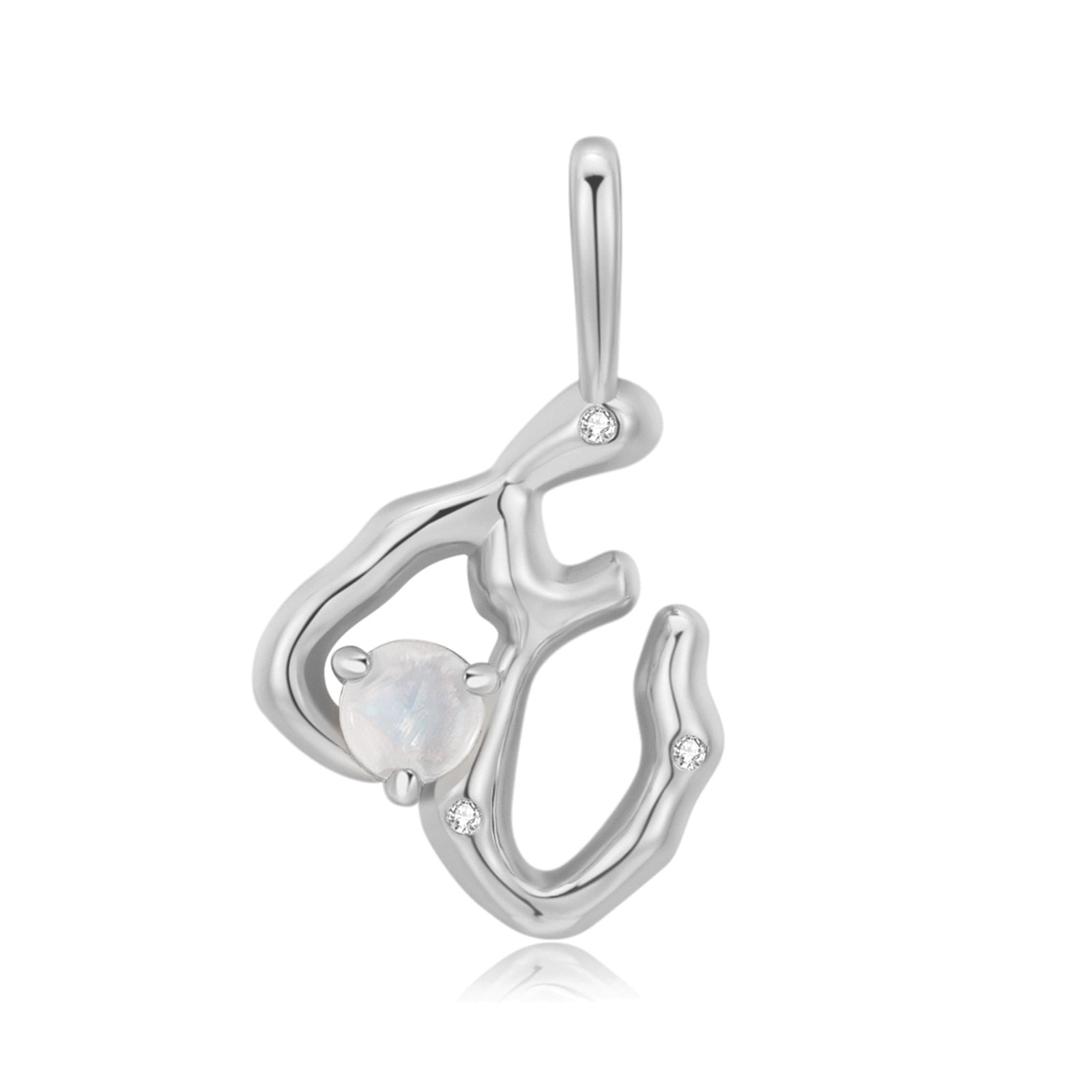 Moonstone Silver Letter Pendant - A to Z