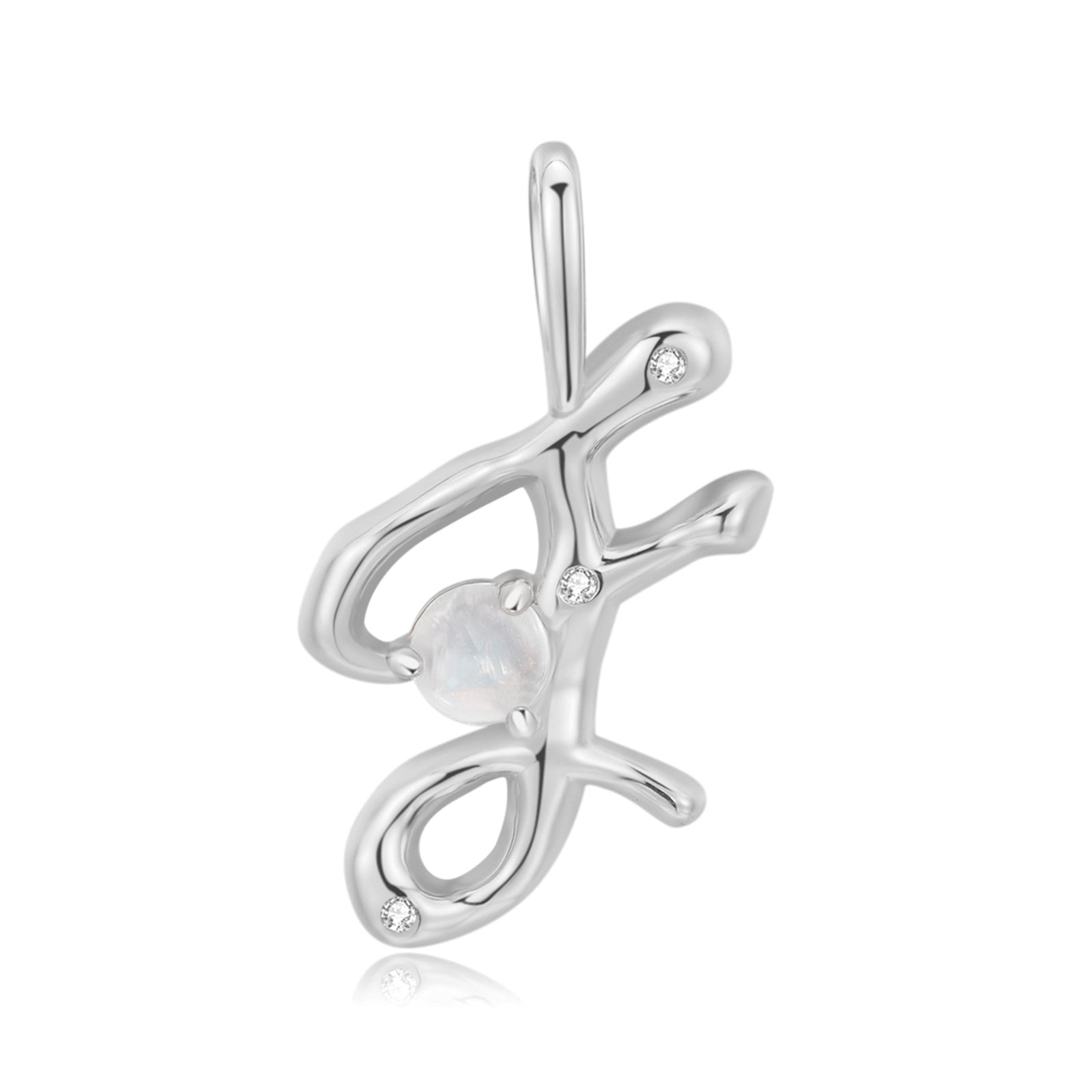 Moonstone Silver Letter Pendant - A to Z