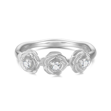 Silver Floral Ring - Rose