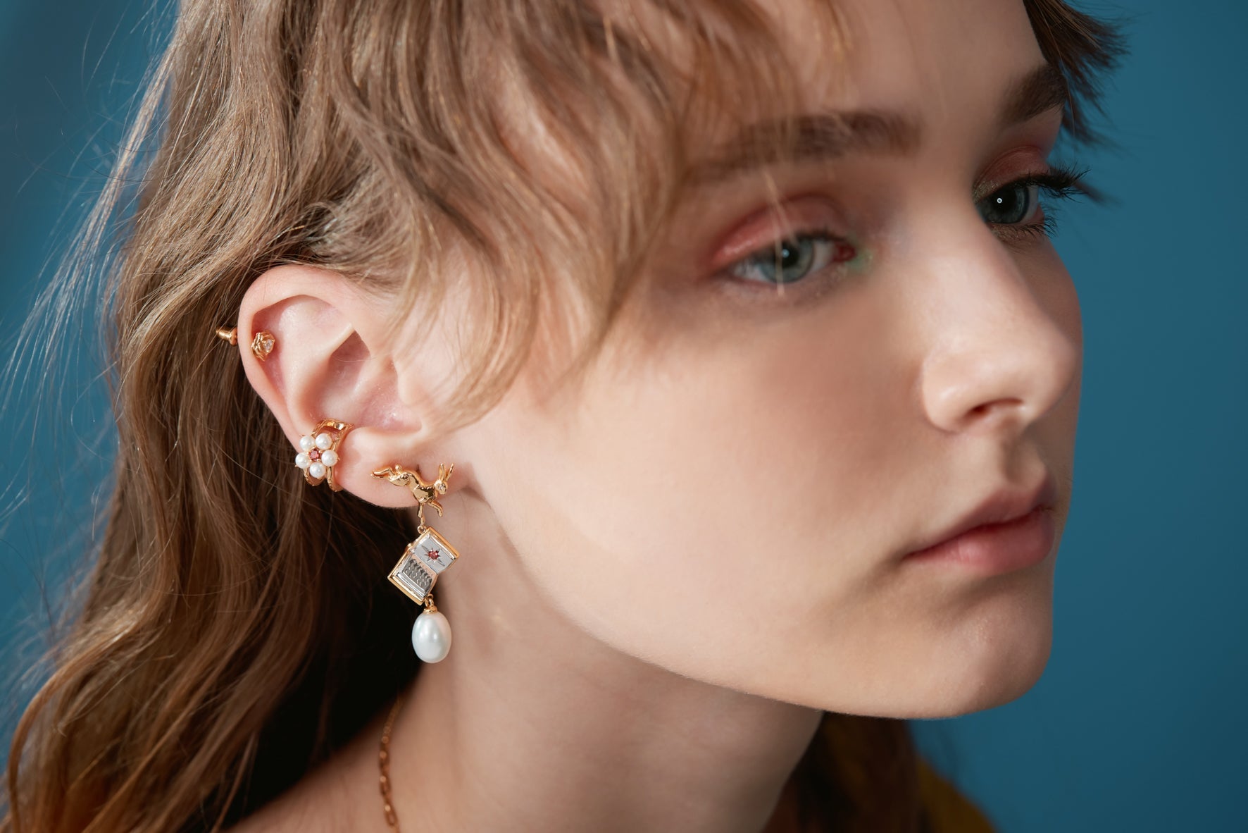 Freshwater Pearl Gold Flower Ear Cuff - Tea Party