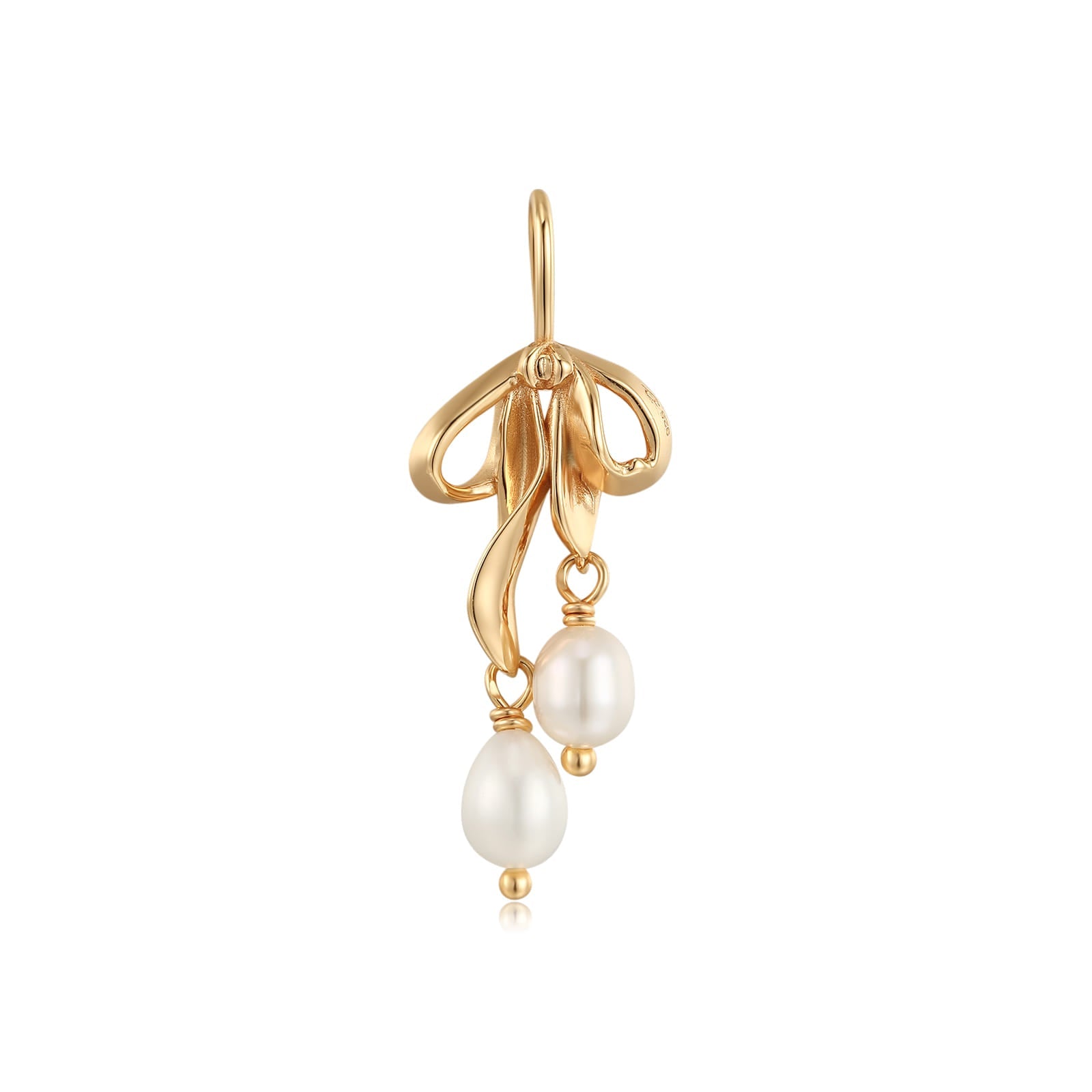 Freshwater Pearl Gold Bow Dangle Pendant - Alice