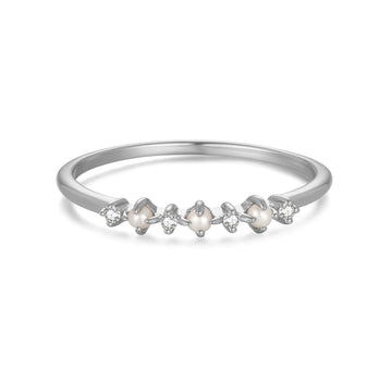 Freshwater Pearl Silver Dainty Ring - Imagination