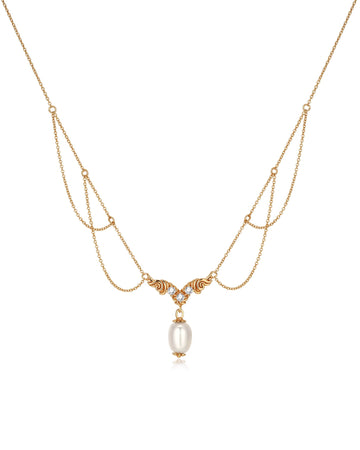 Freshwater Pearl Gold Festoon Necklace - Ophelia