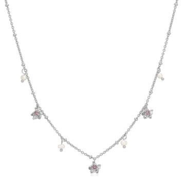 Freshwater Pearl Floral Silver Choker - Iris