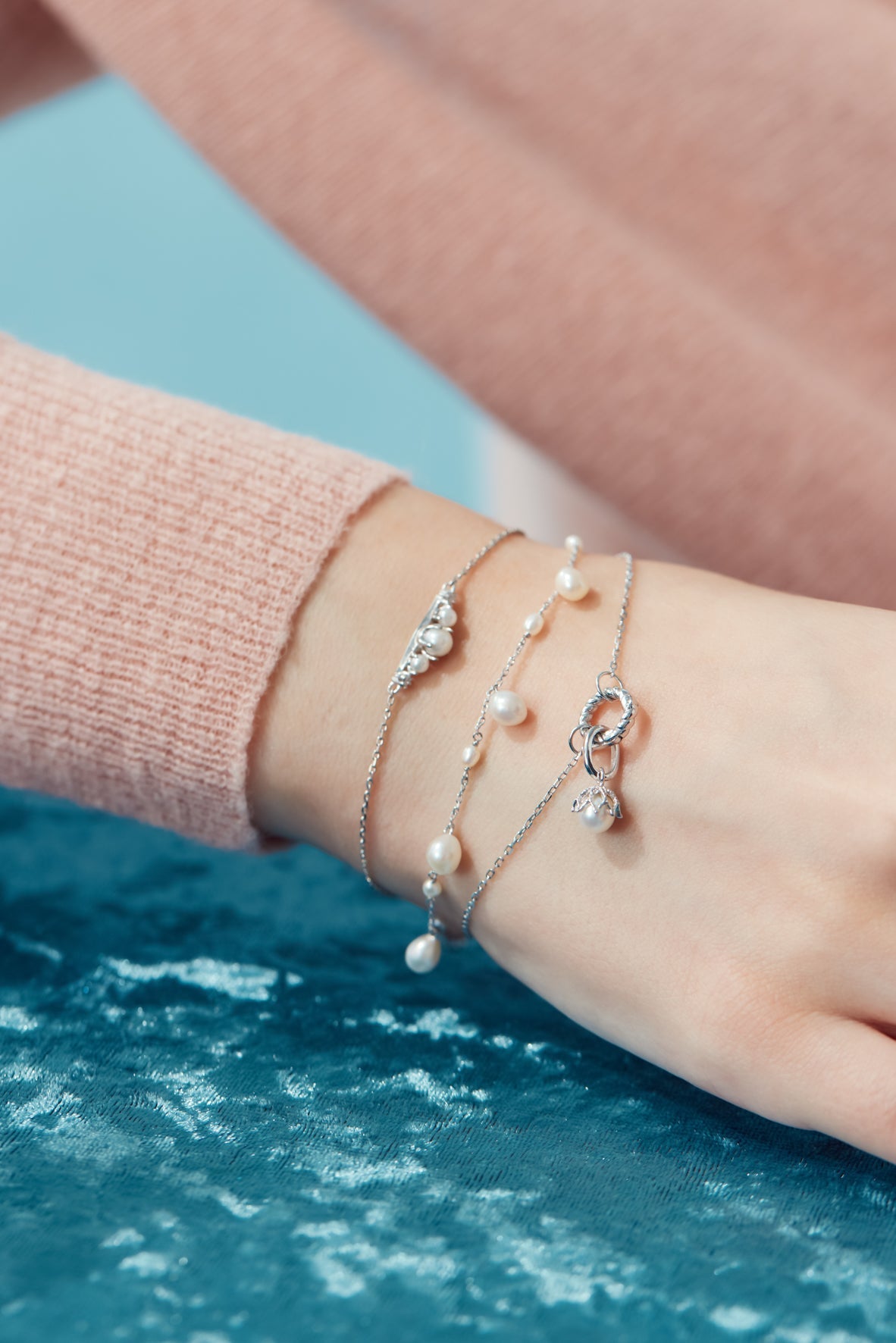 Freshwater Pearl Silver Floral Charm - Wildflower