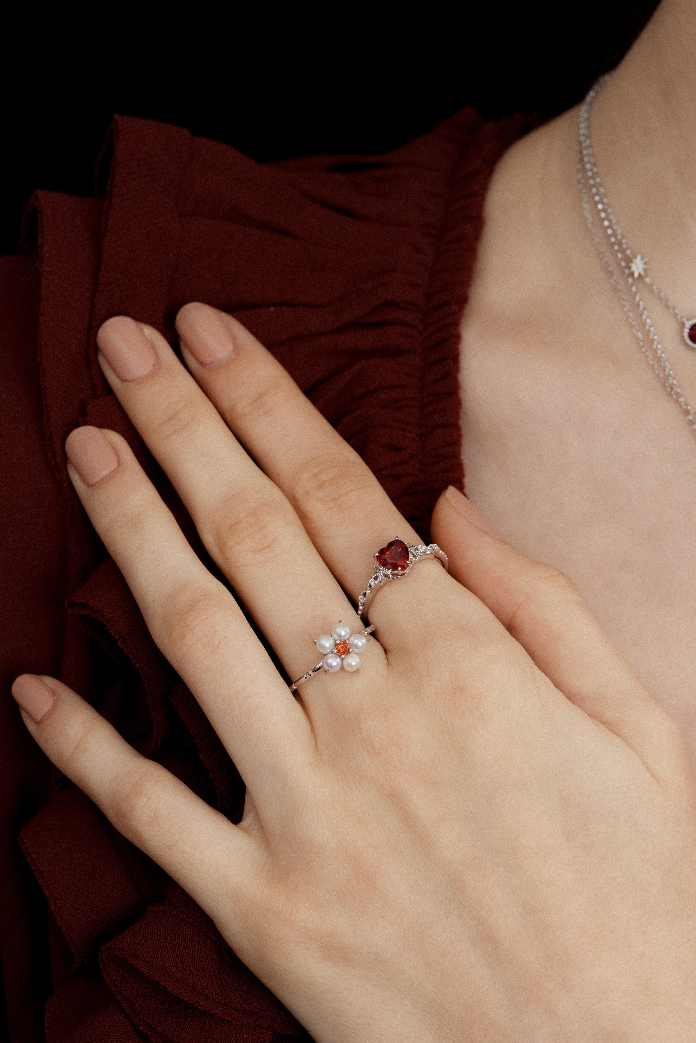 Freshwater Pearl Silver Flower Ring - Tea Party