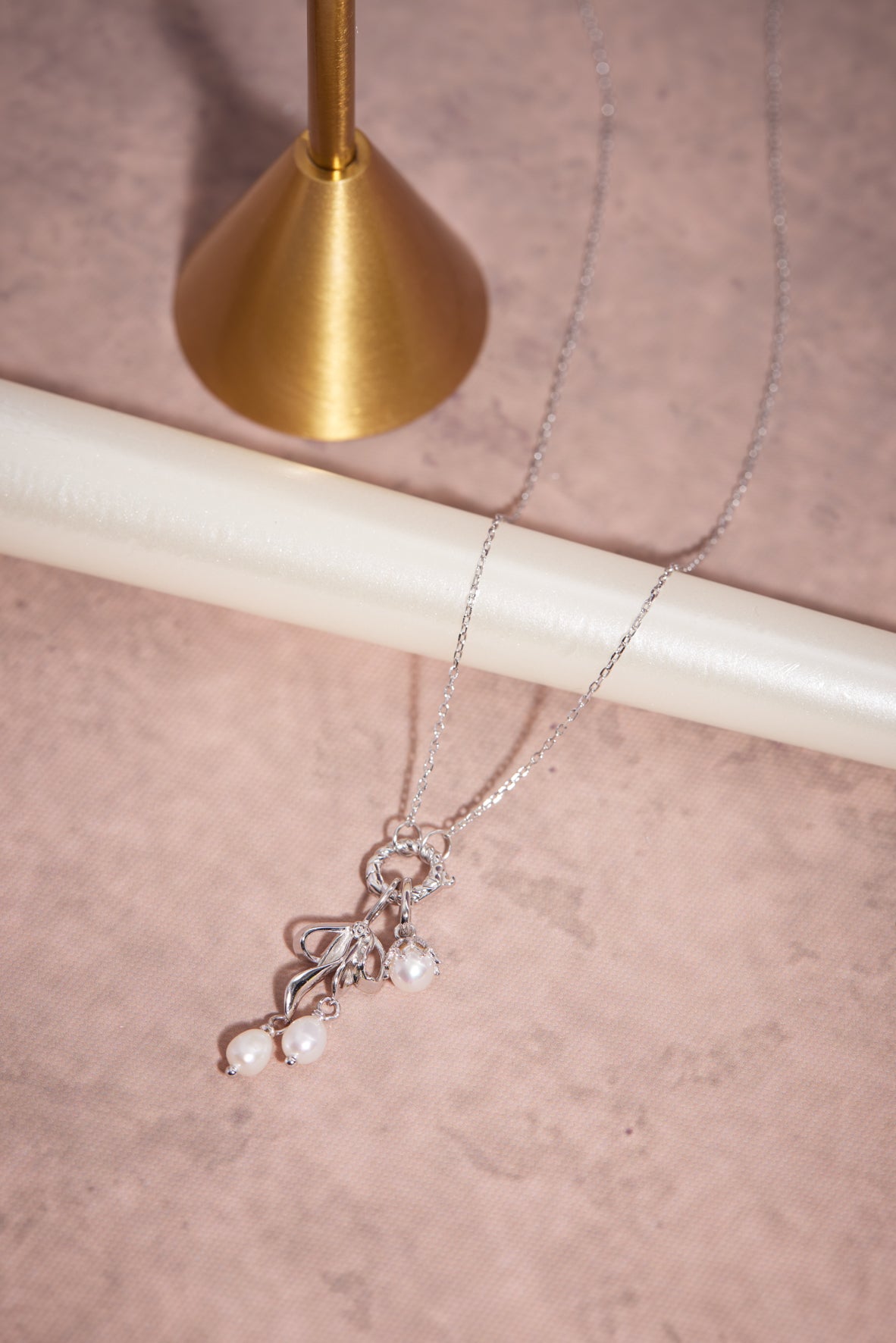 Freshwater Pearl Silver Floral Charm - Wildflower