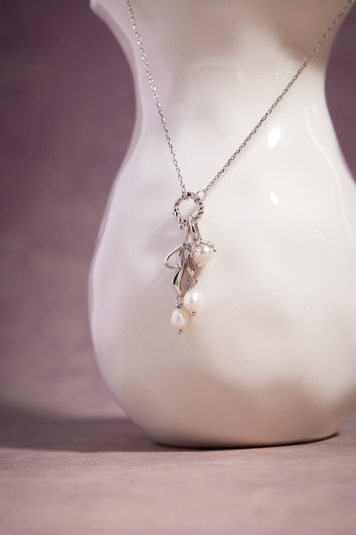 Freshwater Pearl Silver Floral Charm - Wildflower