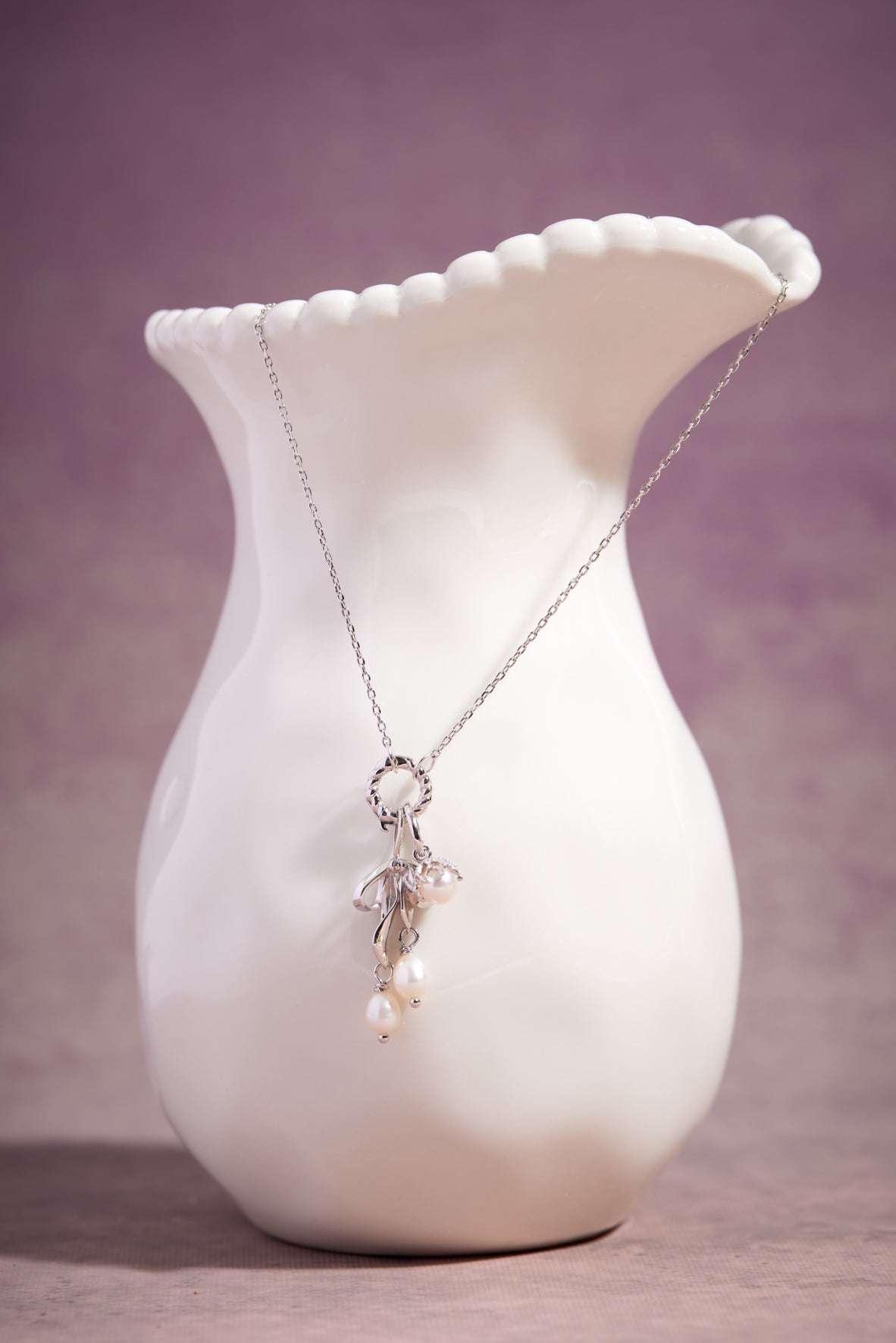 Silver Cable Chain Necklace with Charm Holder