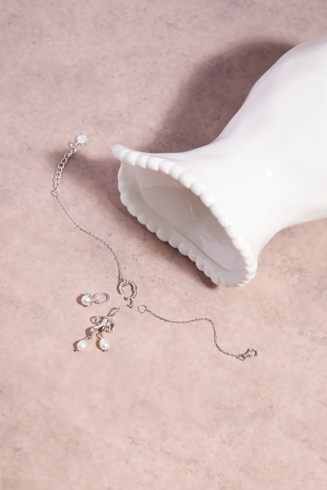 Freshwater Pearl Silver Floral Charm - Wildflower