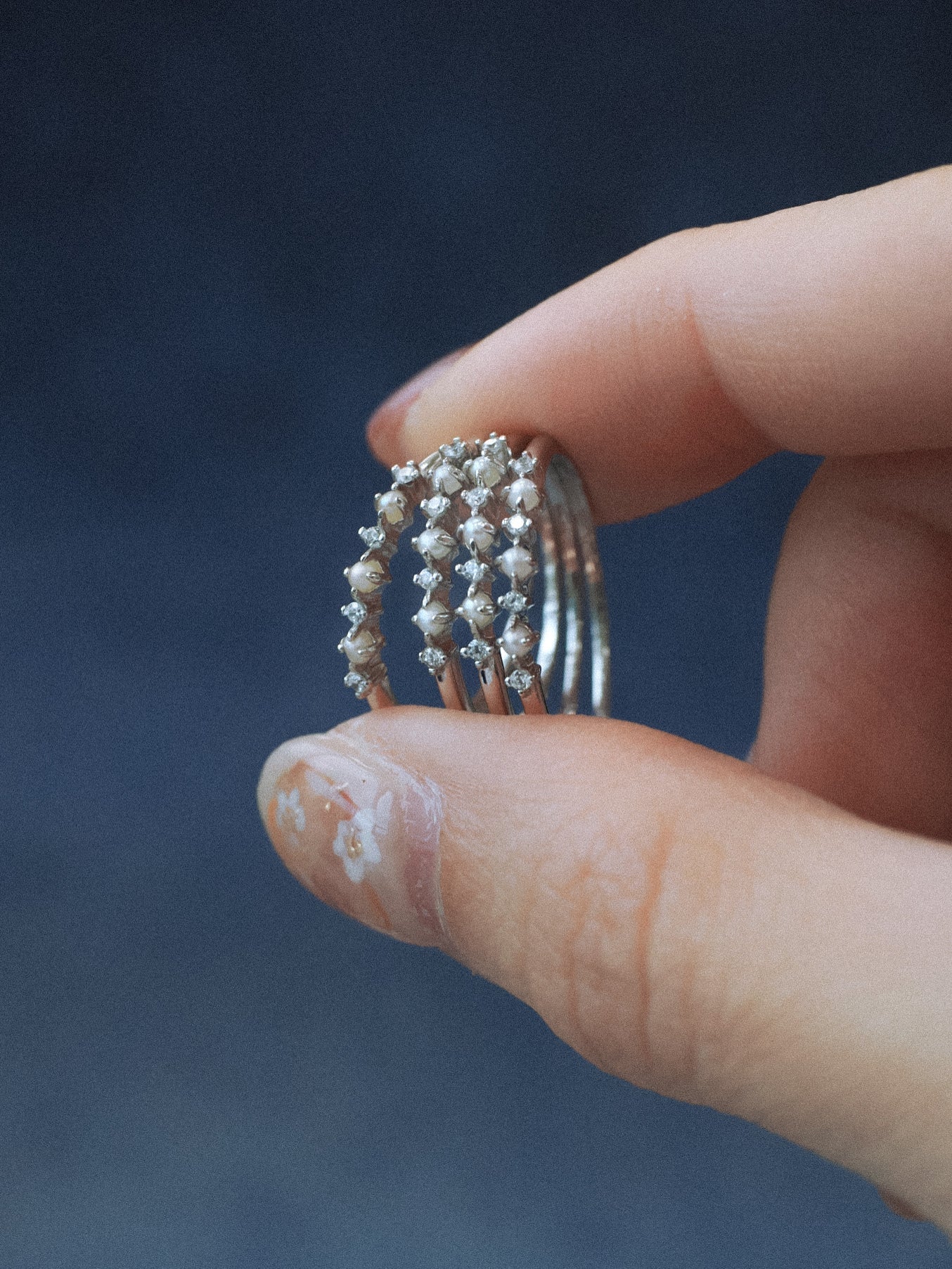 Freshwater Pearl Silver Dainty Ring - Imagination