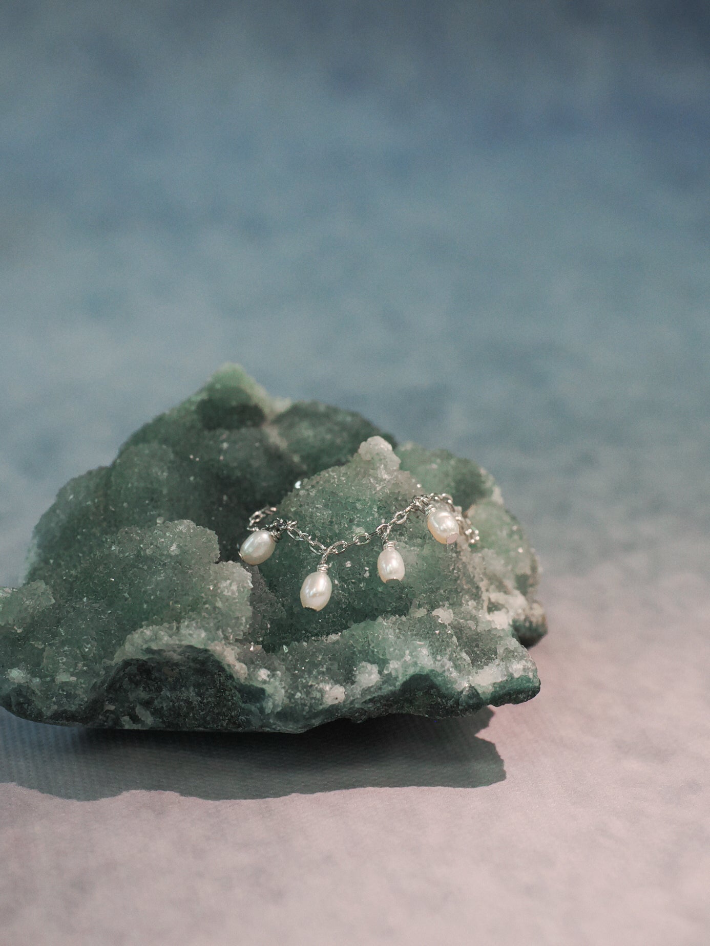 Freshwater Pearl Silver Adjustable Chain Ring - Surreal