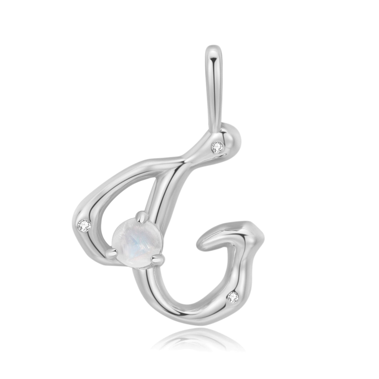 Moonstone Silver Letter Pendant - A to Z