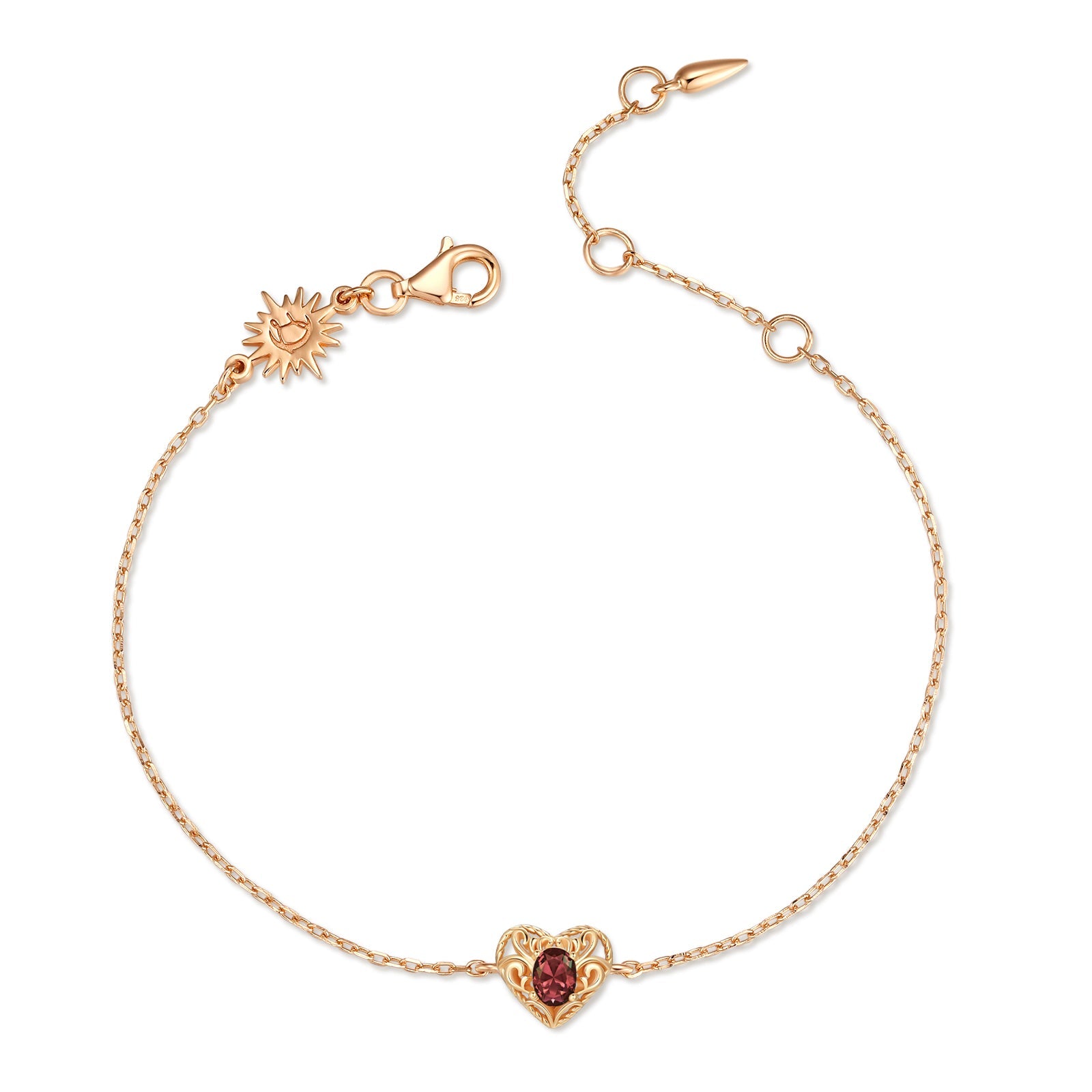 Garnet Gold Heart	Bracelet - Majesty