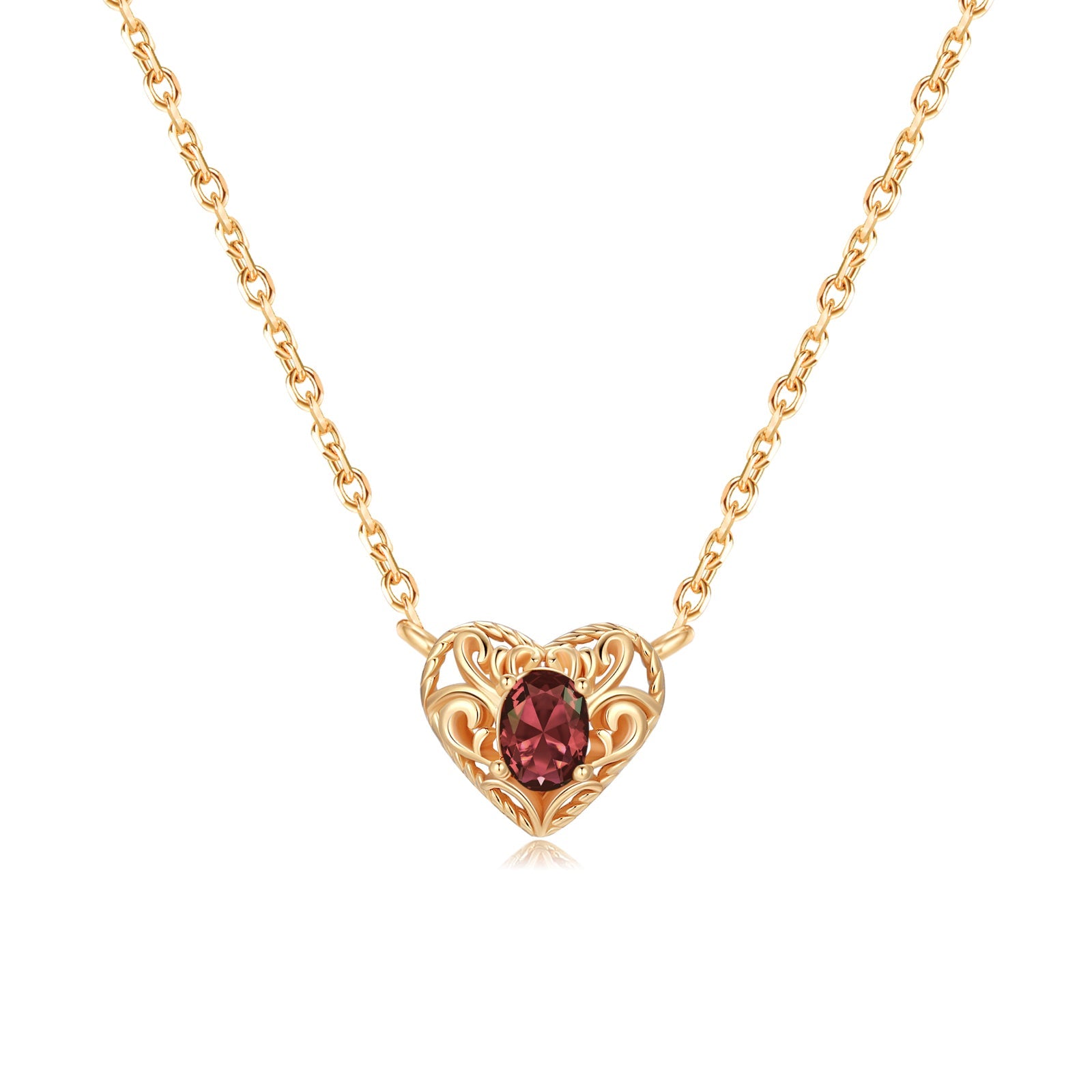 Garnet Gold Heart	Necklace - Majesty