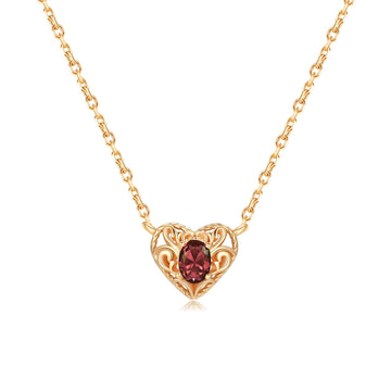 Garnet Gold Heart	Necklace - Majesty