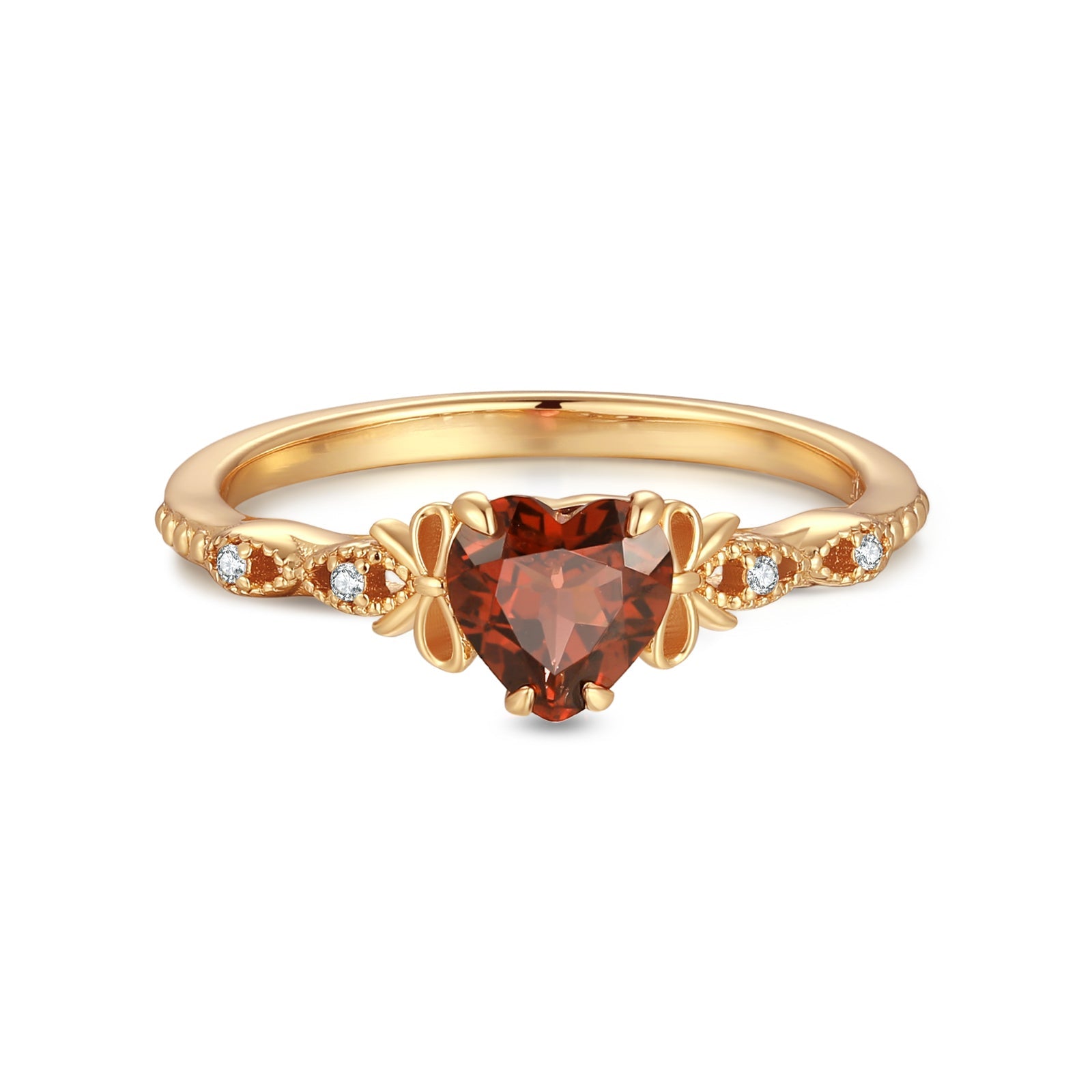 Garnet Gold Heart	Ring - Treasure