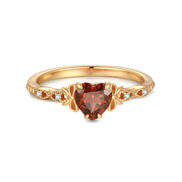Garnet Gold Heart	Ring - Treasure