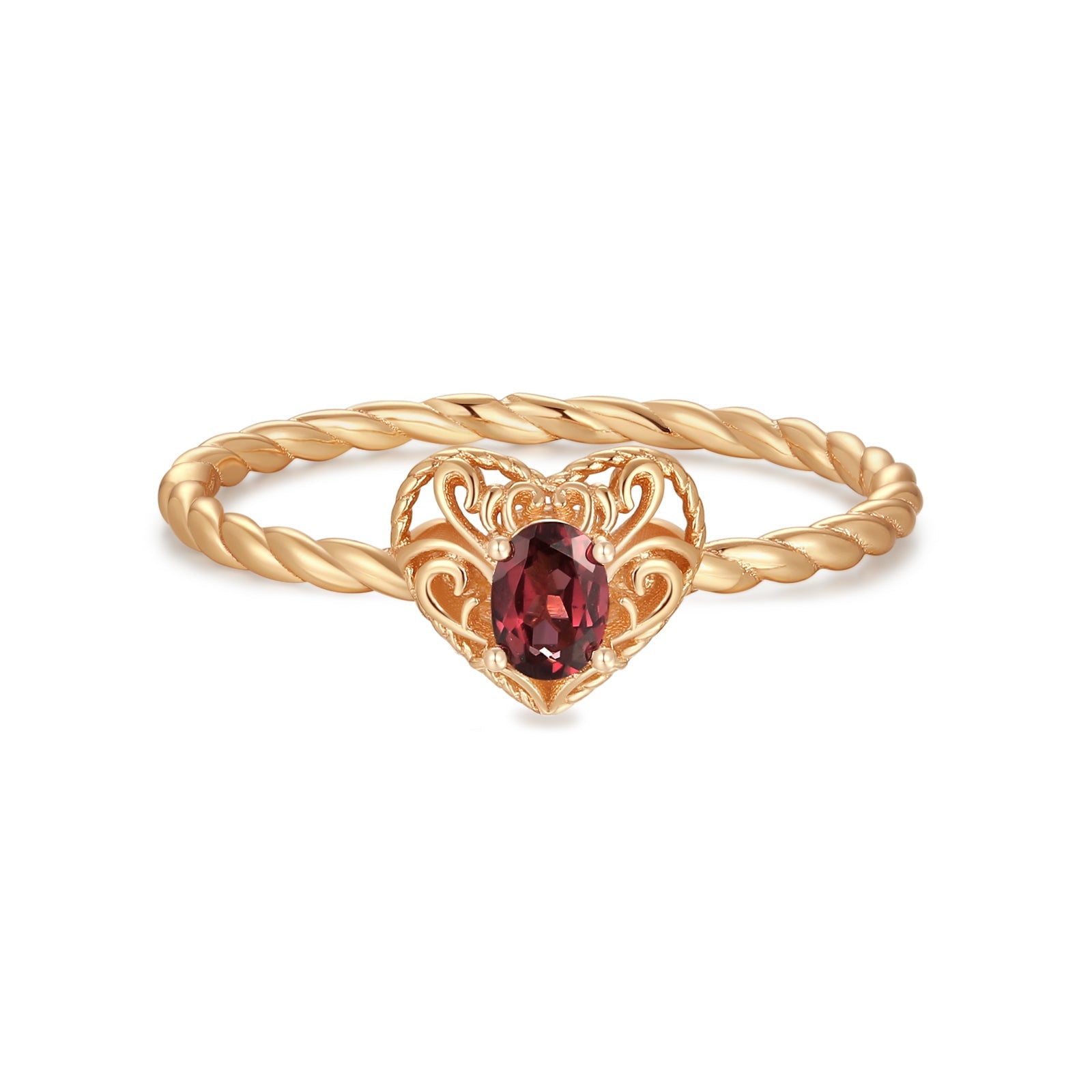 Garnet Gold Heart	Ring - Majesty
