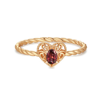 Garnet Gold Heart	Ring - Majesty