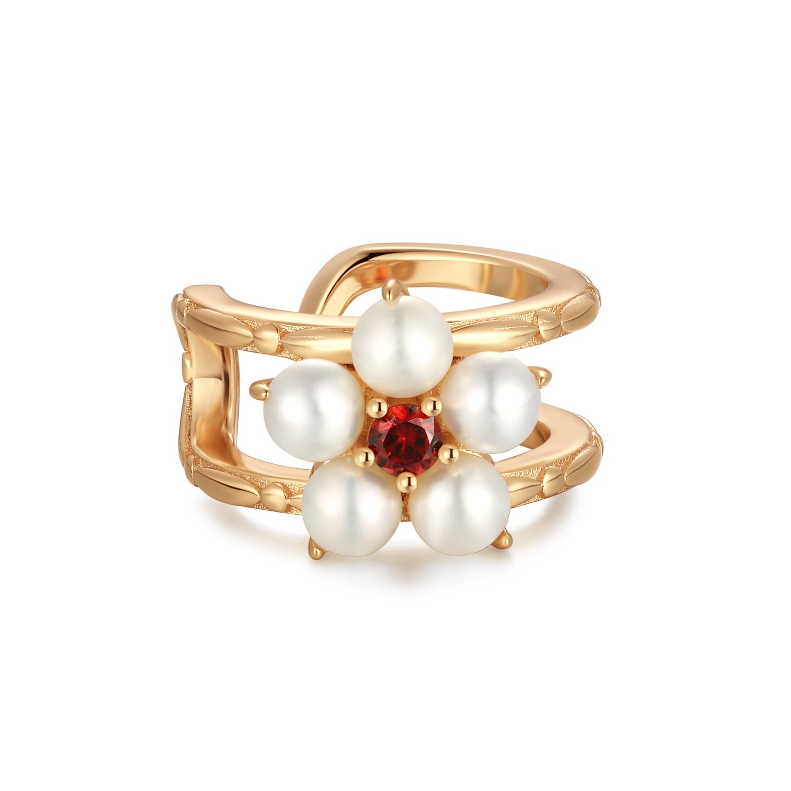 Freshwater Pearl Gold Flower Ear Cuff - Tea Party