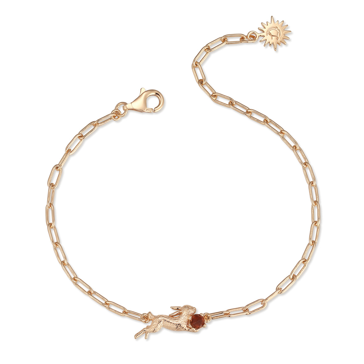 Garnet Gold Leaping Rabbit Bracelet