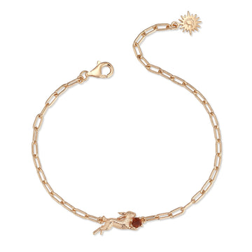 Garnet Gold Leaping Rabbit Bracelet