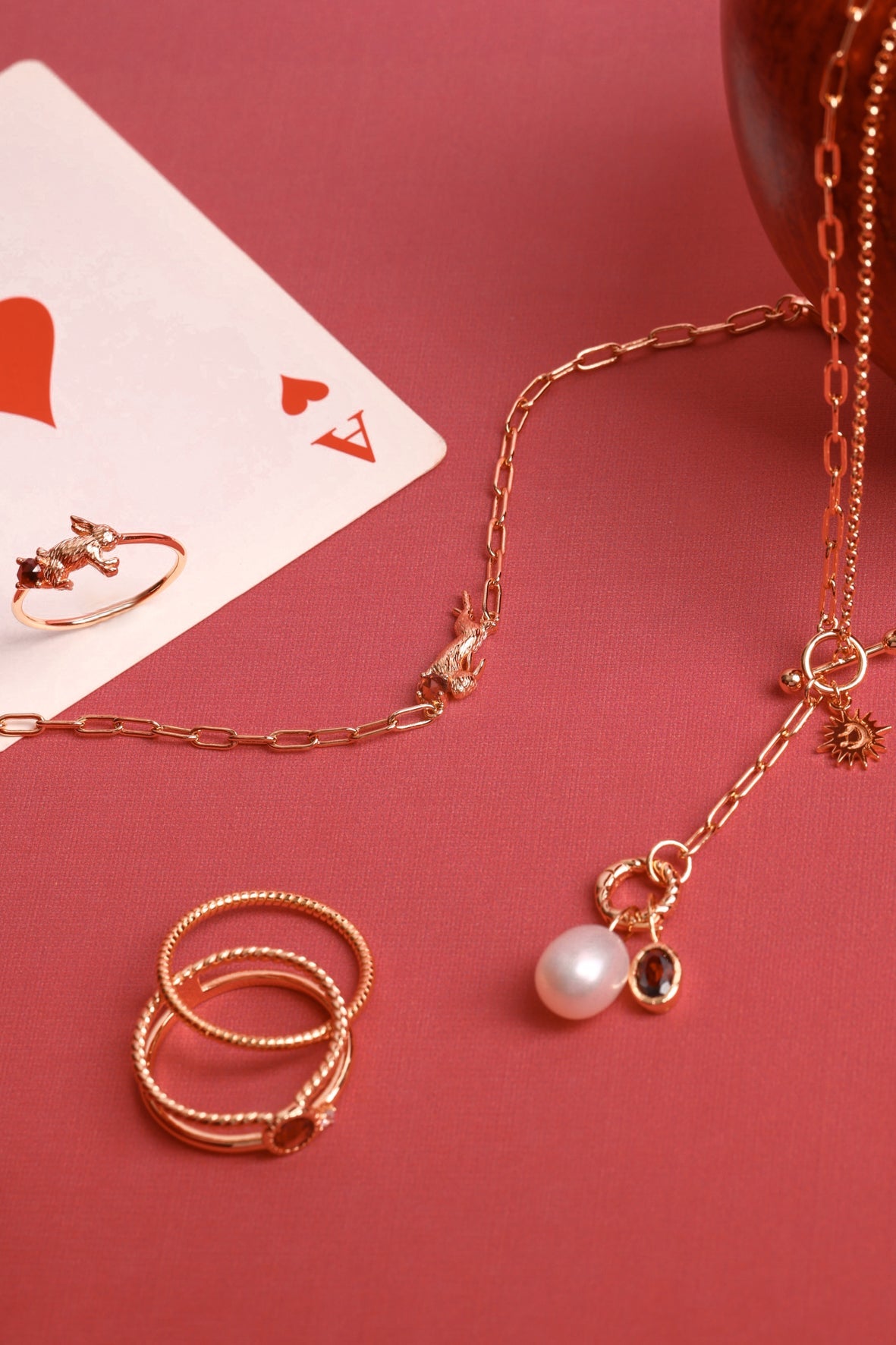 Garnet Gold Leaping Rabbit Bracelet