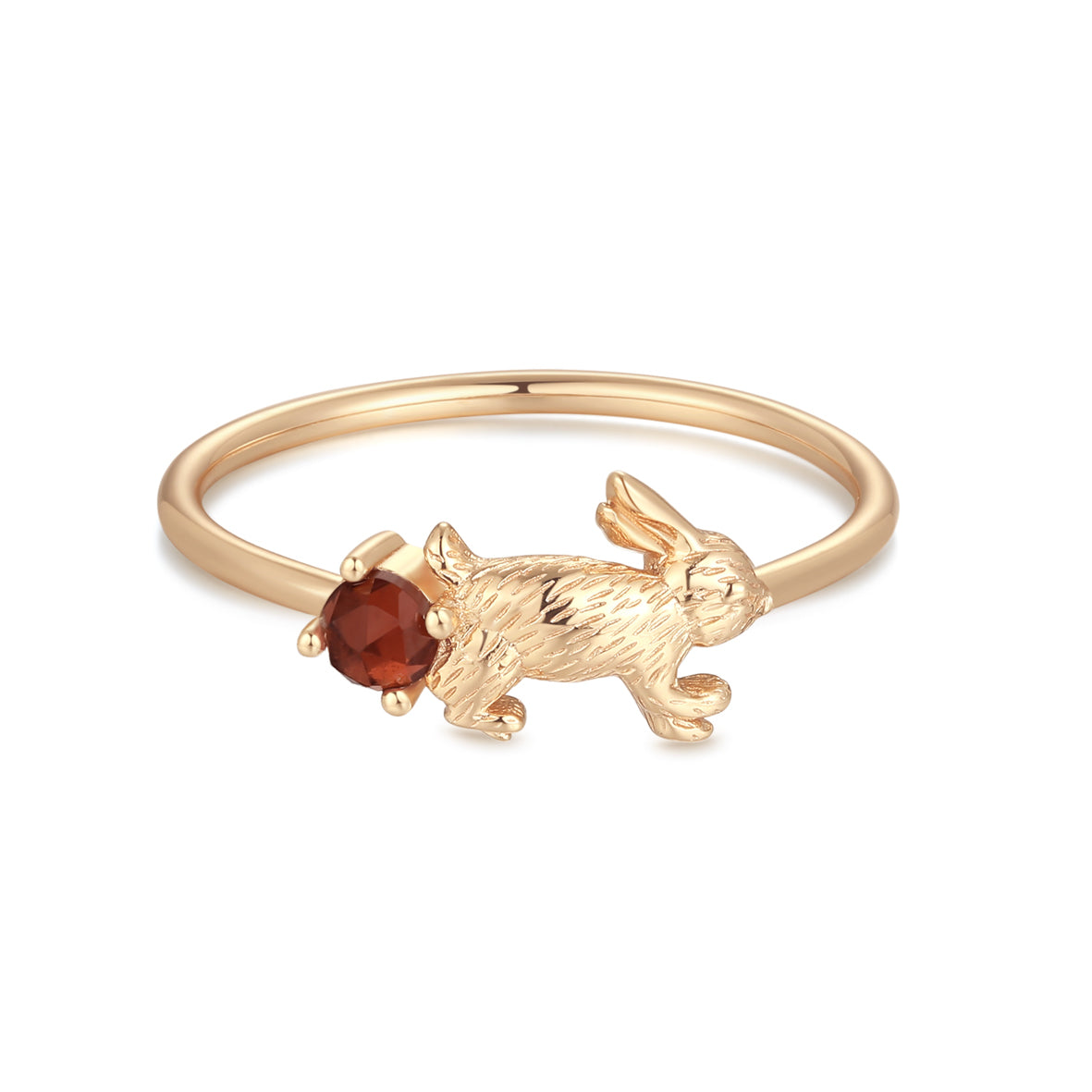 Garnet Gold Leaping Rabbit Ring