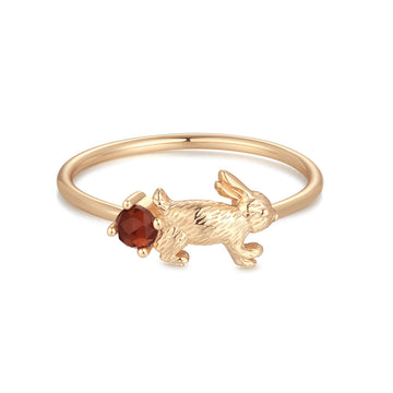 Garnet Gold Leaping Rabbit Ring