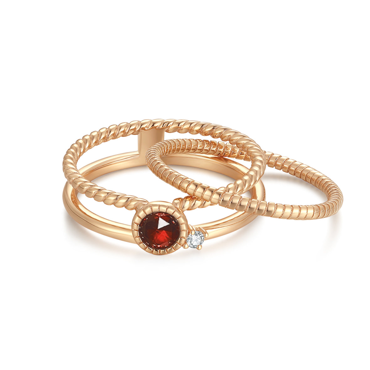 Garnet Gold Triple Ring - Mystical