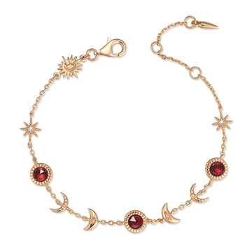 Garnet Gold Moon Phases Bracelet - Luna