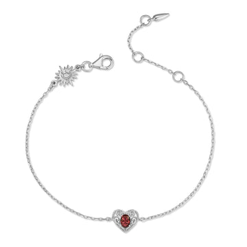 Garnet Silver Heart Bracelet - Majesty