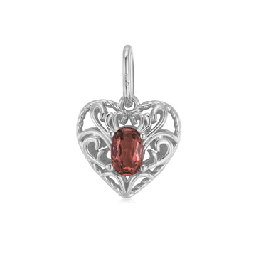 Garnet Silver Heart Pendant - Majesty