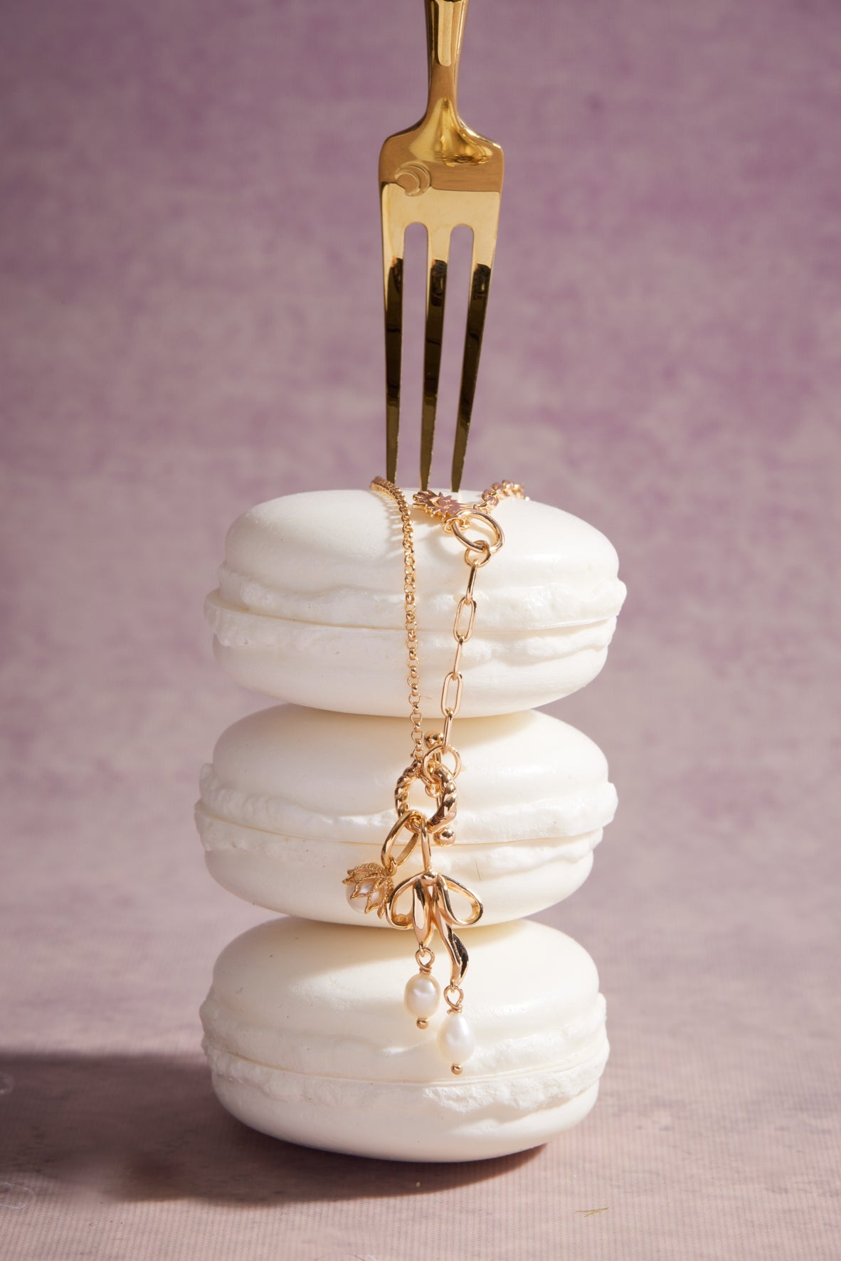 Freshwater Pearl Gold Bow Dangle Pendant - Alice