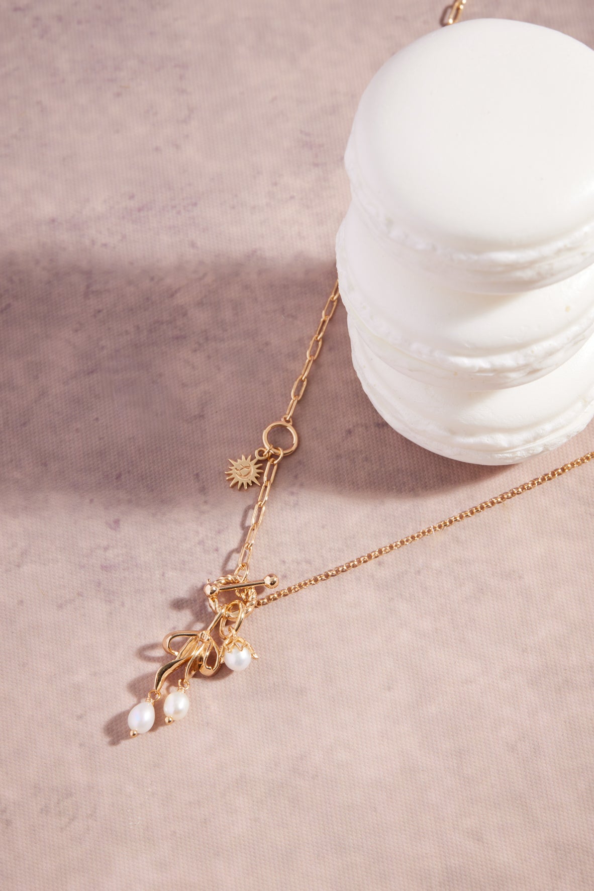 Freshwater Pearl Gold Bow Dangle Pendant - Alice