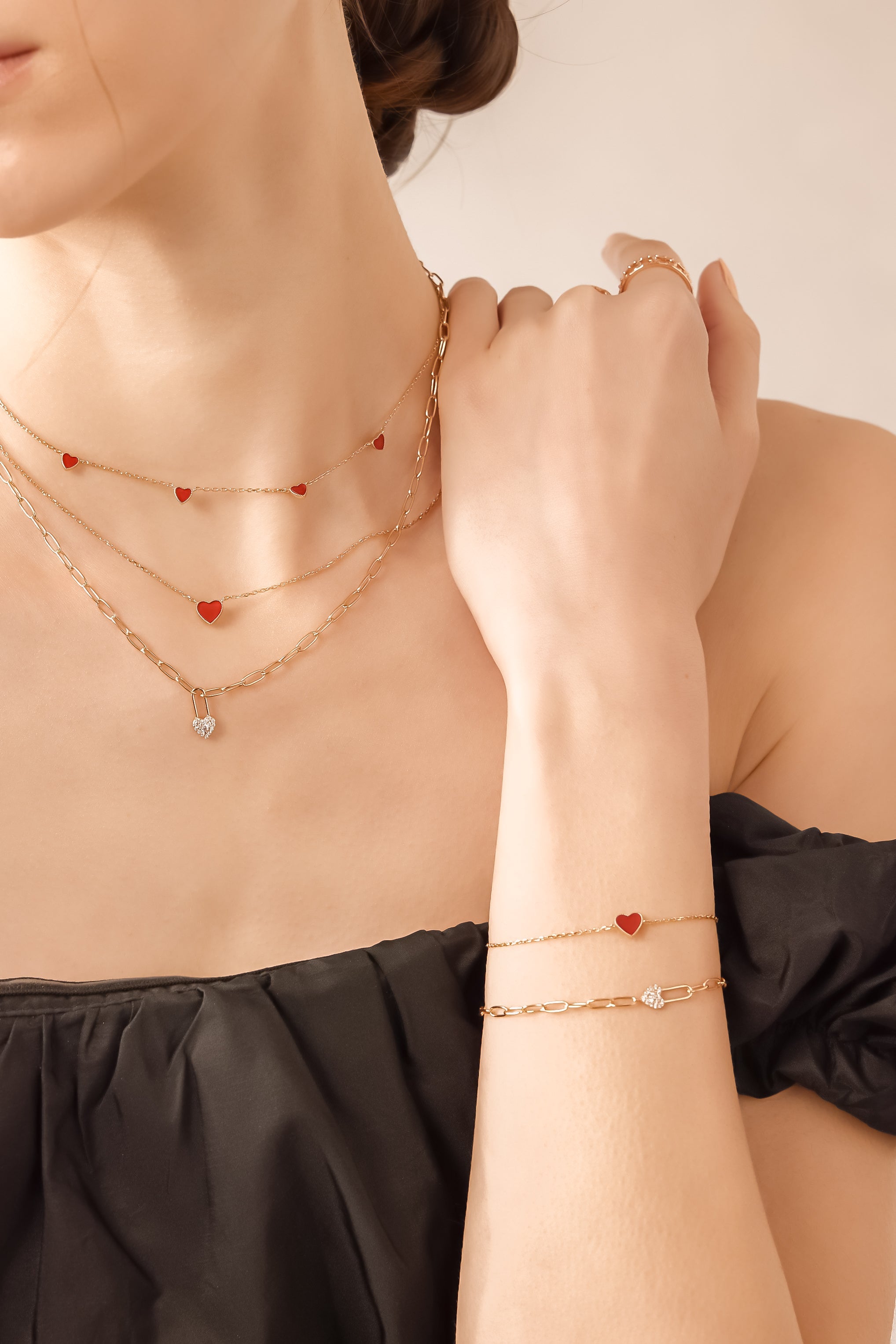 Gold Carnelian Double Sided Bracelet - Sweetheart