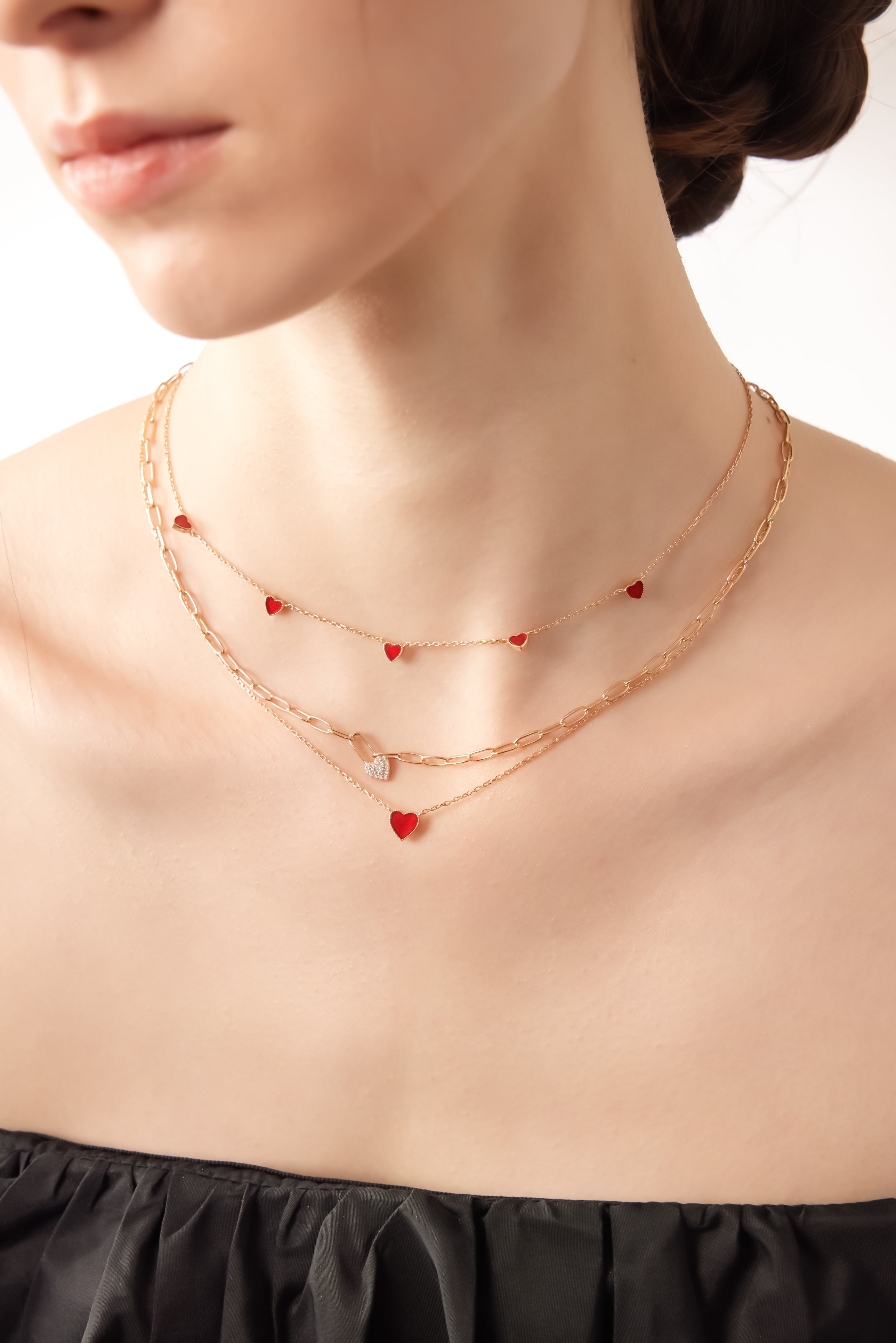 Gold Carnelian Double Sided Necklace - Sweetheart