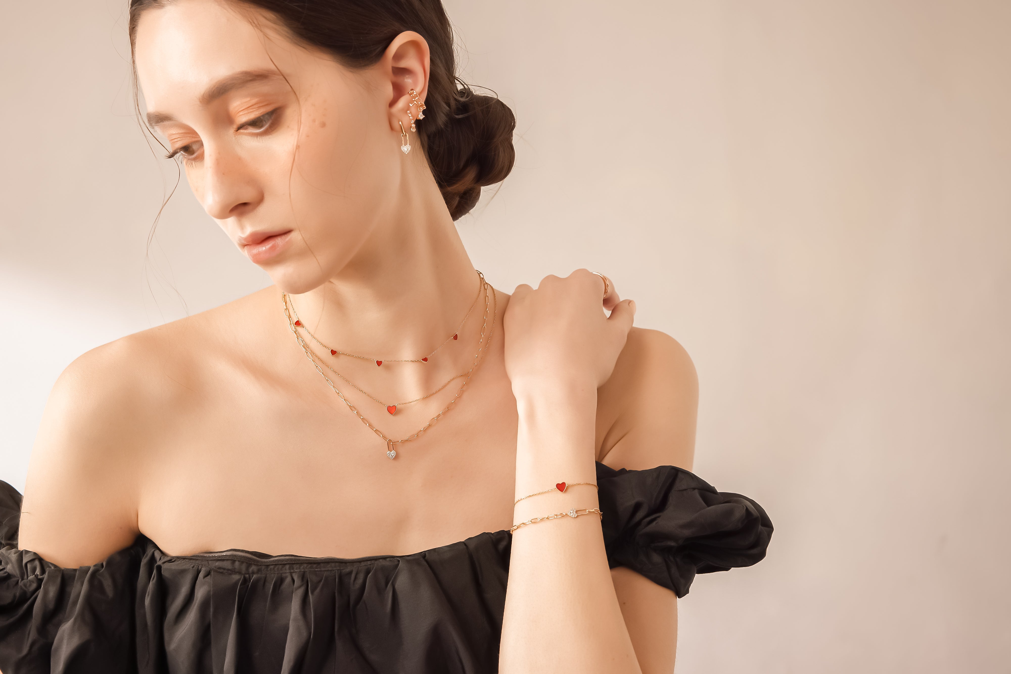 Gold Carnelian Double Sided Necklace - Sweetheart