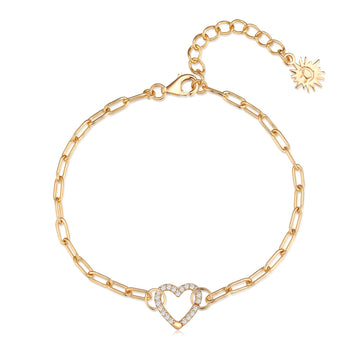 Gold Link Chain Bracelet with Heart Charm Holder