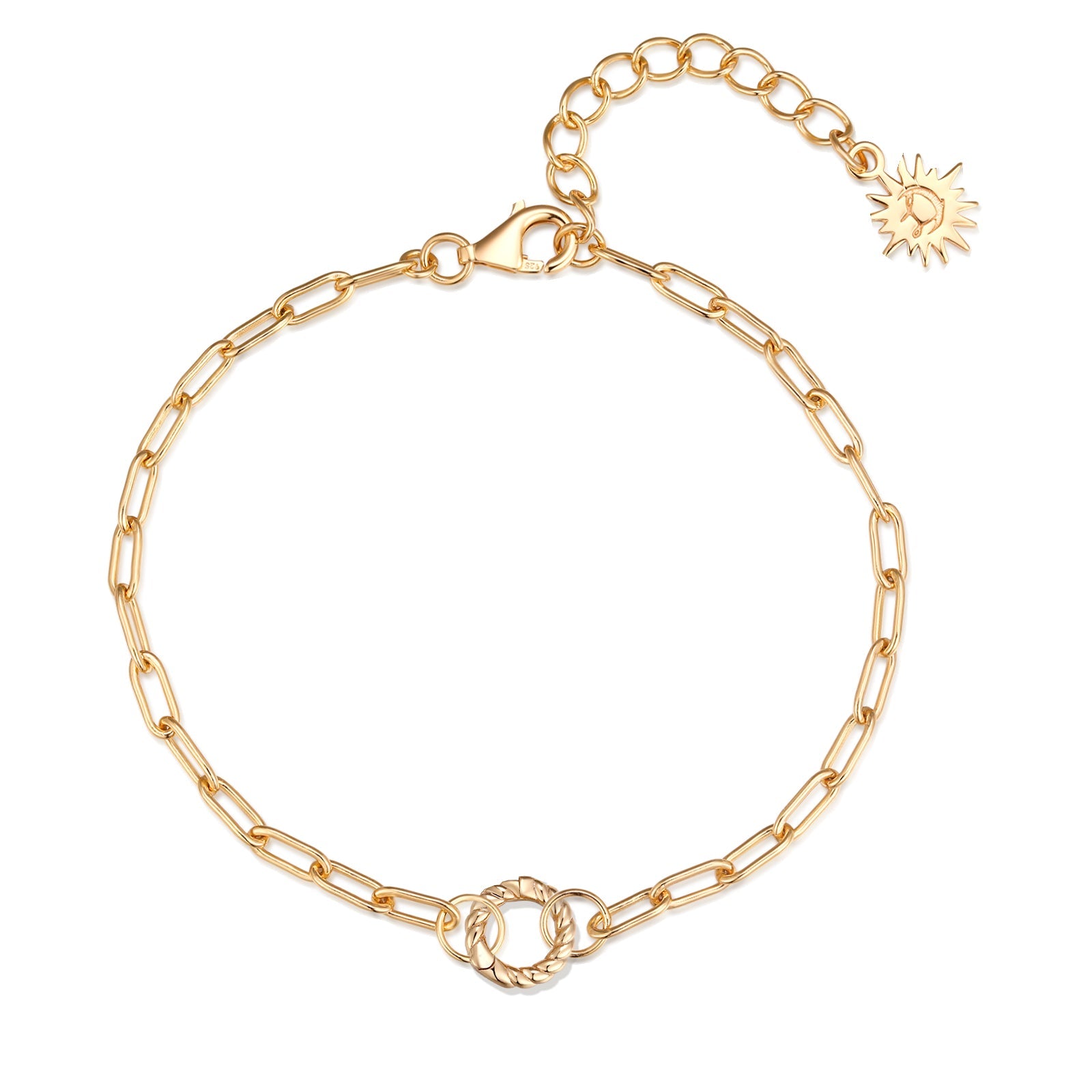 Gold Link Chain Bracelet with Charm Holder