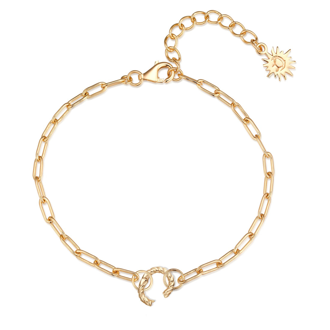 Gold Link Chain Bracelet with Charm Holder