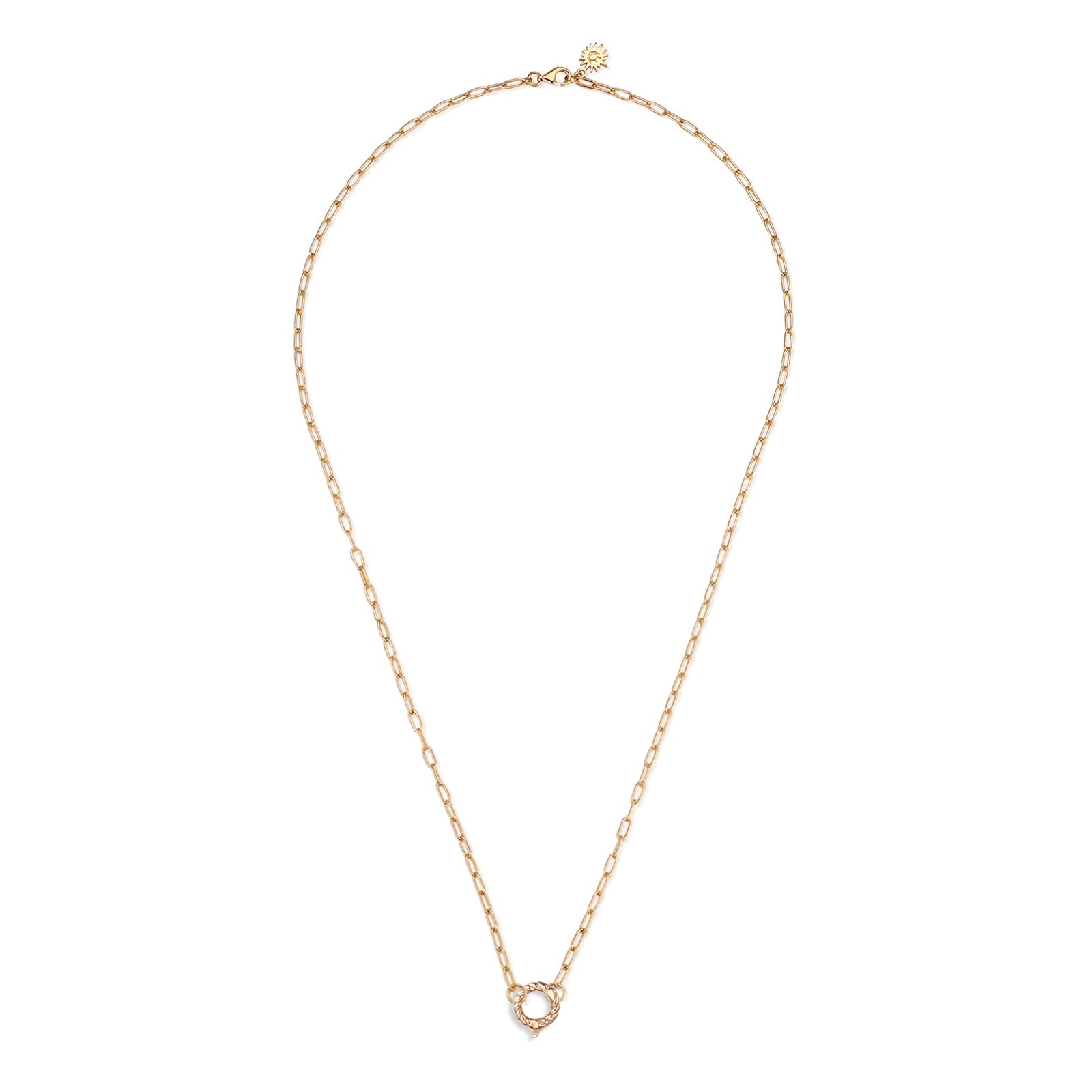 Gold Link Chain Necklace with Charm Holder