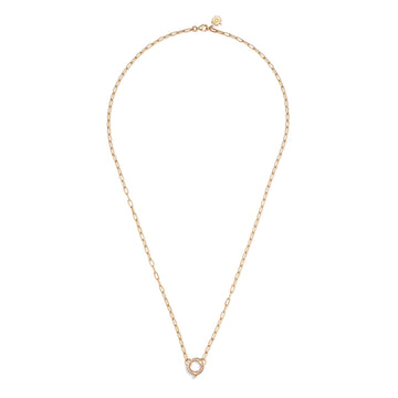 Gold Link Chain Necklace with Charm Holder