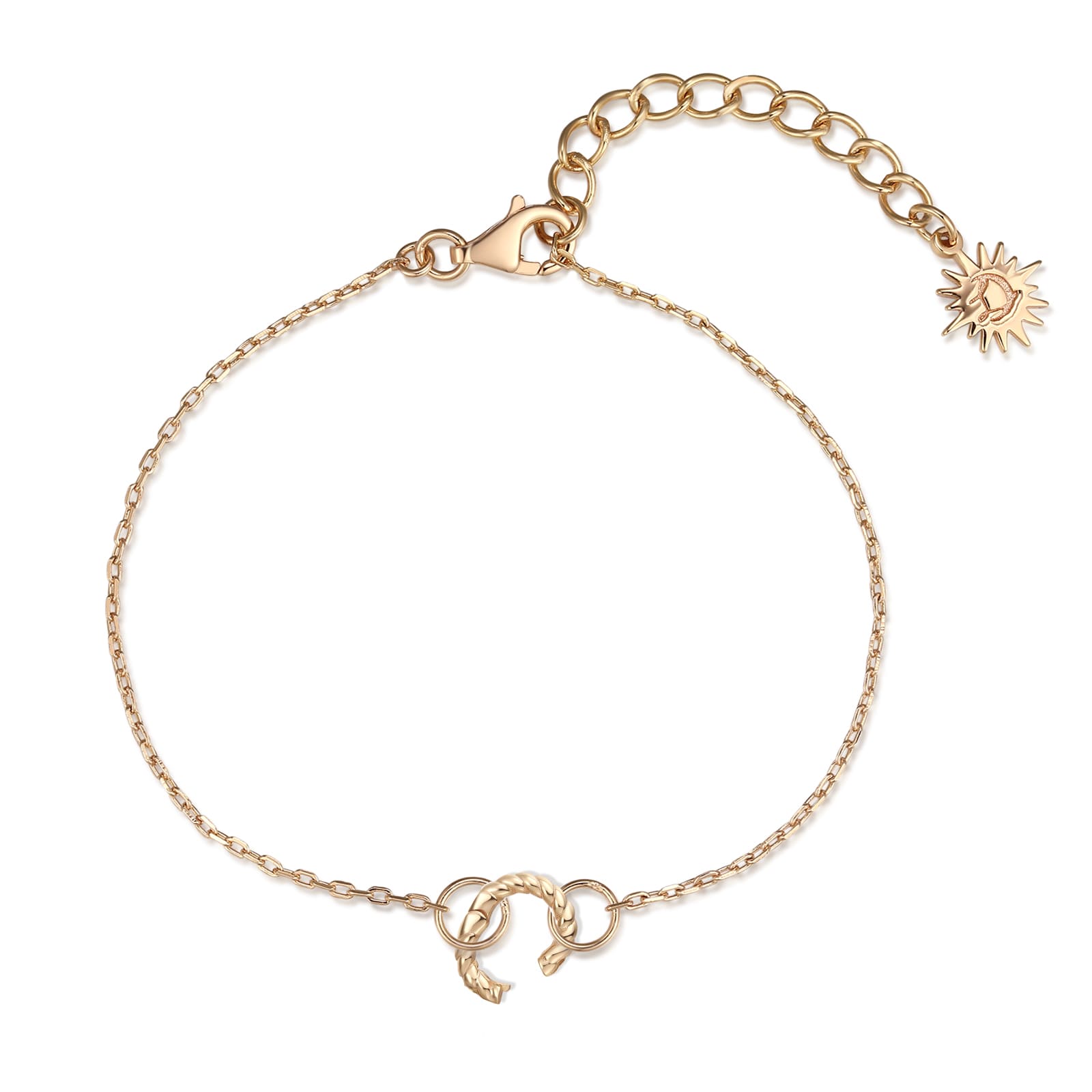 Gold Cable Chain Bracelet with Charm Holder