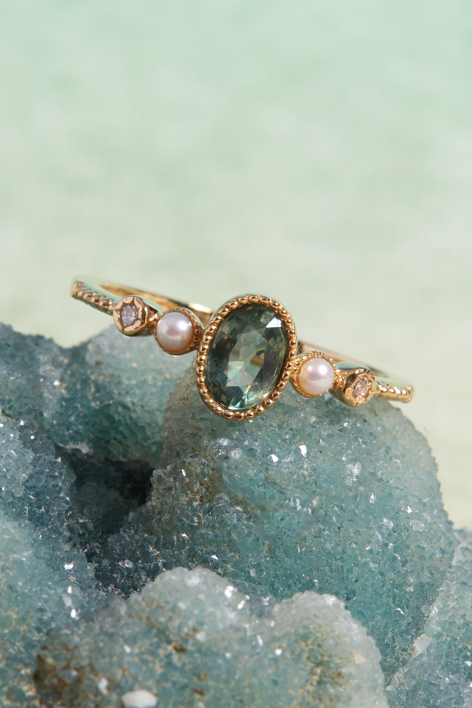 Elizabeth 14K Yellow Gold Bezel Set Green Sapphire Ring