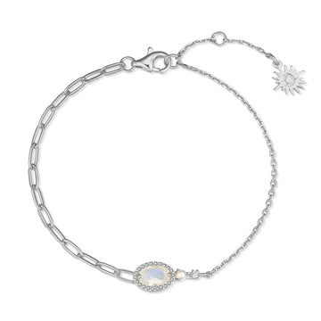 Moonstone & Pearl Silver Bracelet - Hazy